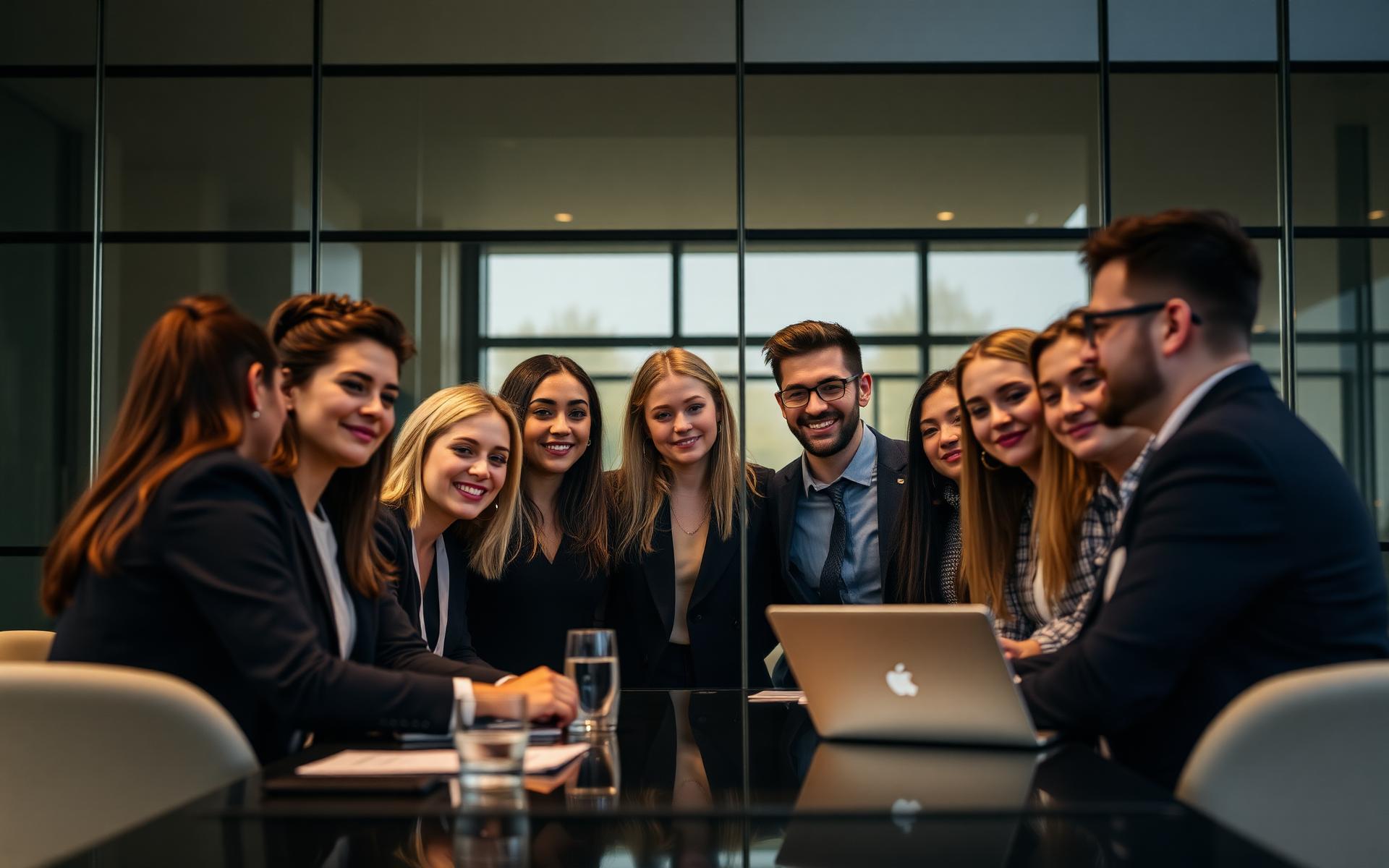 International team collaborating around a table